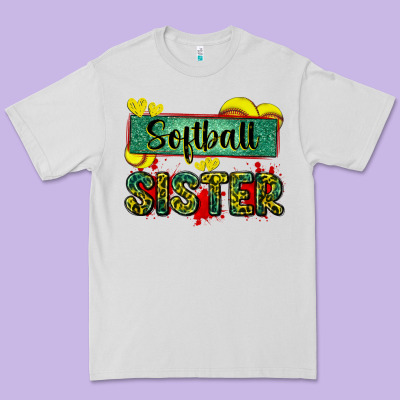 Softball Sister With Leopard Premium Tee Designed By Zillion Design Studio