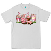 Dove Grey pig coffee cups Premium Tee - AdoDesignShop