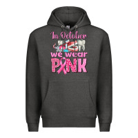 Charcoal Heather in october we wear pink breast cancer awareness Premium Hoodie - texasbilliewilder