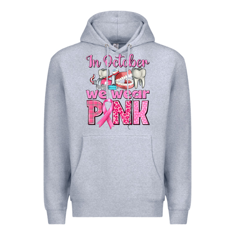 In October We Wear Pink Breast Cancer Awareness Premium Hoodie by texasbilliewilder | Teevron
