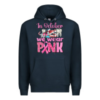 Navy in october we wear pink breast cancer awareness Premium Hoodie - texasbilliewilder