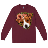 Burgundy jack russel floral Long Sleeve Tee - Jasminsmagicworld