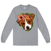 Heather Grey jack russel floral Long Sleeve Tee - Jasminsmagicworld