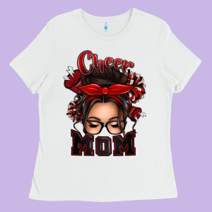 Cheer Mom Messy Bun Ladies Tee Designed By Texasbilliewilder