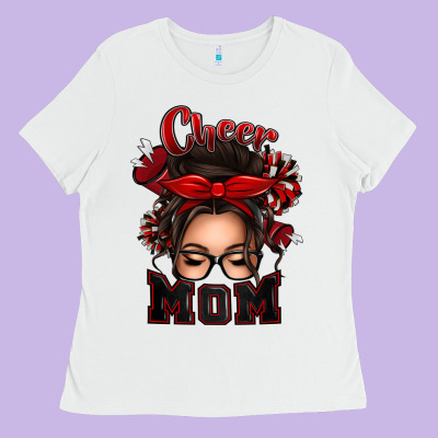 Ladies Tee cheer mom messy bun