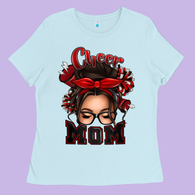 Ladies Tee cheer mom messy bun