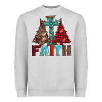 Heather Grey cross and christmas trees Heavyweight Sweatshirt - AdoDesignShop
