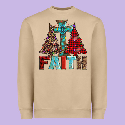 Cross And Christmas Trees Heavyweight Sweatshirt Designed By Adodesignshop