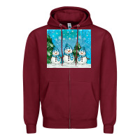 Burgundy snowman Zipper Hoodie - MaliasSmallBusiness