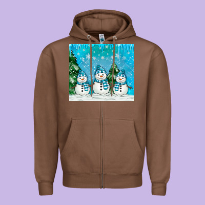 Snowman Zipper Hoodie Designed By Maliassmallbusiness