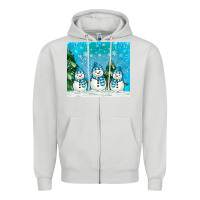 Dove Grey snowman Zipper Hoodie - MaliasSmallBusiness