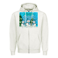 Oatmeal Heather snowman Zipper Hoodie - MaliasSmallBusiness