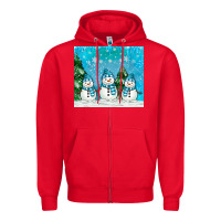 Red snowman Zipper Hoodie - MaliasSmallBusiness