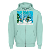 Seafoam snowman Zipper Hoodie - MaliasSmallBusiness