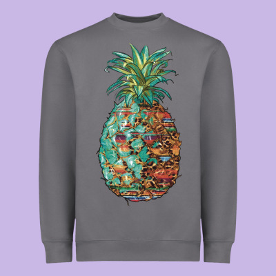 Pineapple Leopar Turquoise Serape Summer Heavyweight Sweatshirt Designed By Artiststas