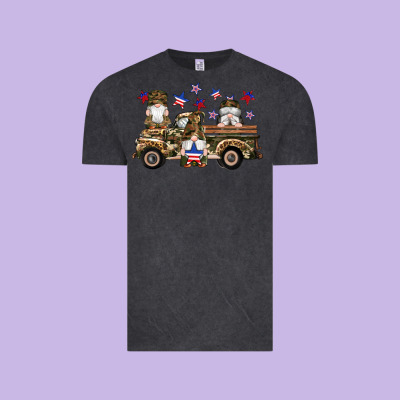 Camouflage Gnomes American Flag Star Truck Vintage Tee Designed By Artiststas