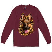 Burgundy german shepherd leopard background Long Sleeve Tee - Jasminsmagicworld
