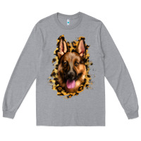 Heather Grey german shepherd leopard background Long Sleeve Tee - Jasminsmagicworld