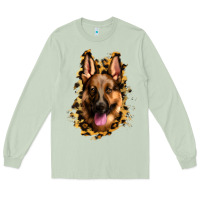 Matcha german shepherd leopard background Long Sleeve Tee - Jasminsmagicworld