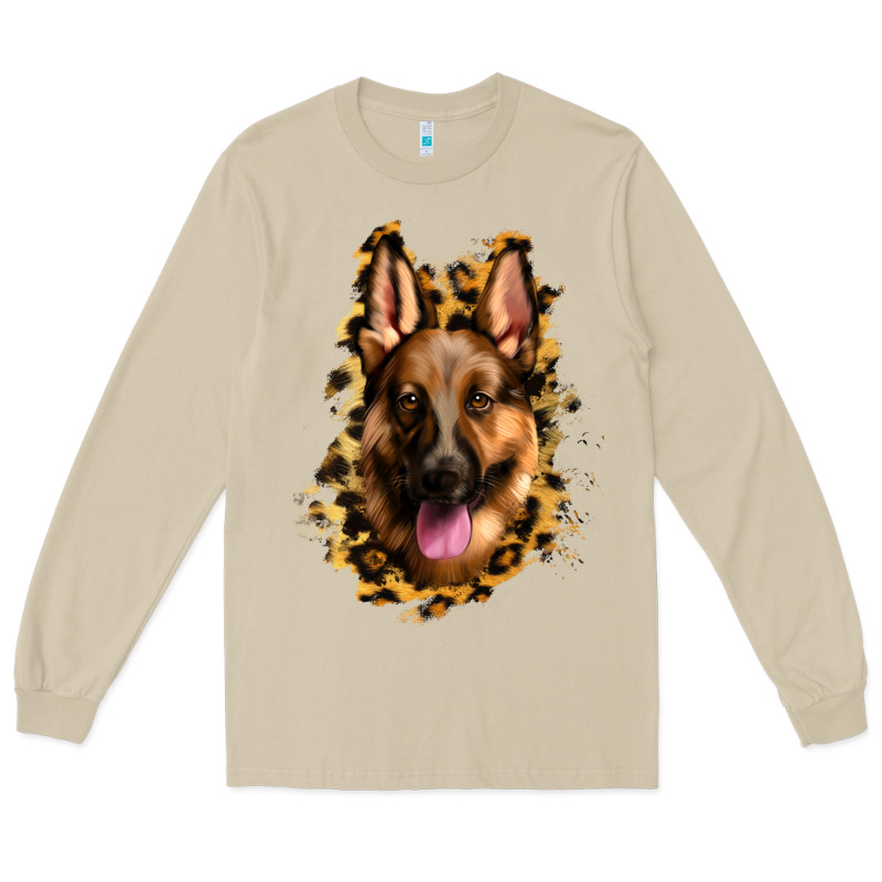 German Shepherd Leopard Background Long Sleeve Tee by Jasminsmagicworld | Teevron