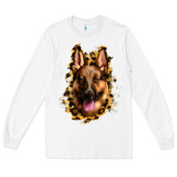 White german shepherd leopard background Long Sleeve Tee - Jasminsmagicworld