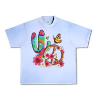 Grape Ice cactus peace sign flowers and butterflys Urban Heavy Tee - Artiststas