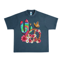 Midnight Navy cactus peace sign flowers and butterflys Urban Heavy Tee - Artiststas