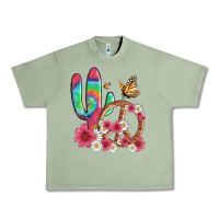 Oil Green cactus peace sign flowers and butterflys Urban Heavy Tee - Artiststas
