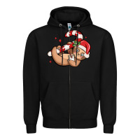 Black cute christmas sloth Zipper Hoodie - MaliasSmallBusiness