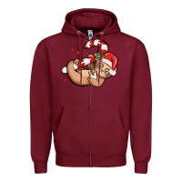Burgundy cute christmas sloth Zipper Hoodie - MaliasSmallBusiness