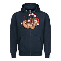 Navy cute christmas sloth Zipper Hoodie - MaliasSmallBusiness