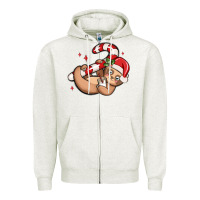 Oatmeal Heather cute christmas sloth Zipper Hoodie - MaliasSmallBusiness