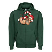 Sports Green cute christmas sloth Zipper Hoodie - MaliasSmallBusiness