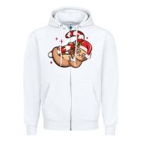 White cute christmas sloth Zipper Hoodie - MaliasSmallBusiness