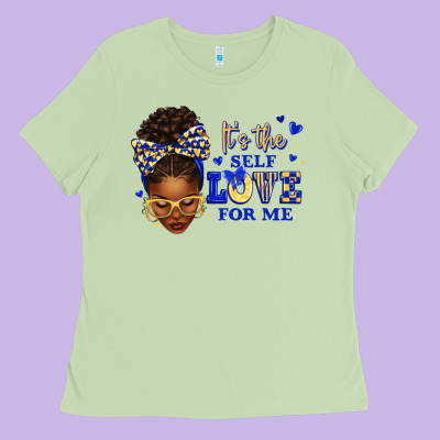 Ladies Tee sorority colors blue and gold it's the self love f