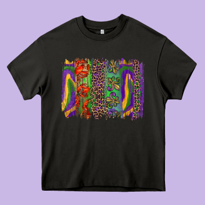 Mardi Gras Brushstroke Heavy Core Tee Designed By Ranaportraitstore