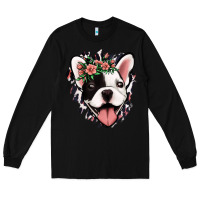 Black french bulldog floral Long Sleeve Tee - Jasminsmagicworld