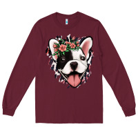 Burgundy french bulldog floral Long Sleeve Tee - Jasminsmagicworld