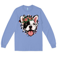 Colony Blue french bulldog floral Long Sleeve Tee - Jasminsmagicworld