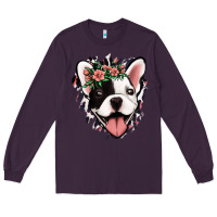 Plum french bulldog floral Long Sleeve Tee - Jasminsmagicworld