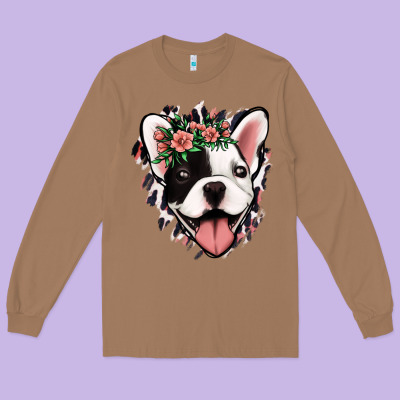 French Bulldog Floral Long Sleeve Tee Designed By Jasminsmagicworld