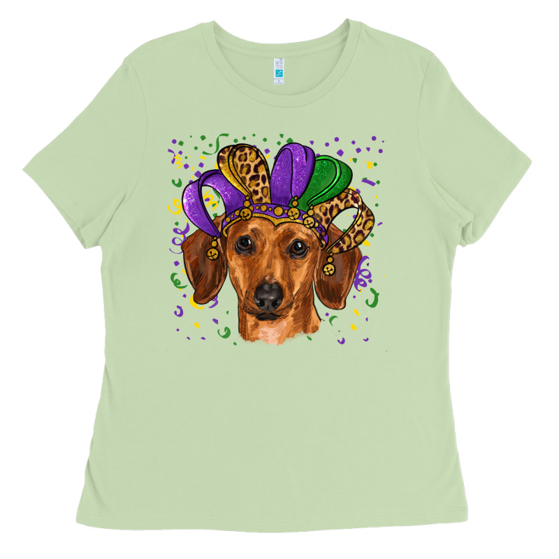 Mardi Gras Hat Dachshund Ladies Tee by RanaPortraitStore | Teevron