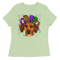 Matcha mardi gras hat dachshund Ladies Tee - RanaPortraitStore