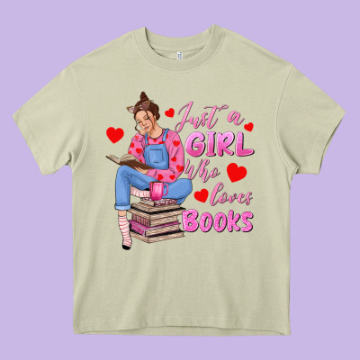 Just A Girl Who Loves Books Heavy Core Tee Designed By Texasbilliewilder