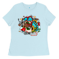 Baby Blue Christmas sunflower gemstone nurse Ladies Tee - JahusDesignShop