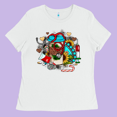 Christmas Sunflower Gemstone Nurse Ladies Tee Designed By Jahusdesignshop
