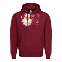 Burgundy santa and co Zipper Hoodie - MaliasSmallBusiness
