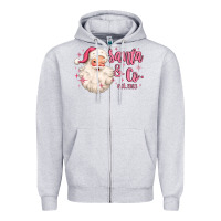 Heather Grey santa and co Zipper Hoodie - MaliasSmallBusiness