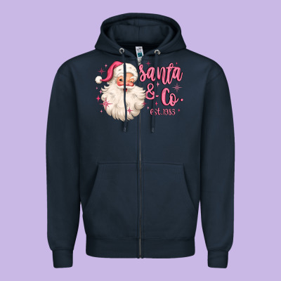 Santa And Co Zipper Hoodie Designed By Maliassmallbusiness