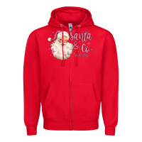 Red santa and co Zipper Hoodie - MaliasSmallBusiness